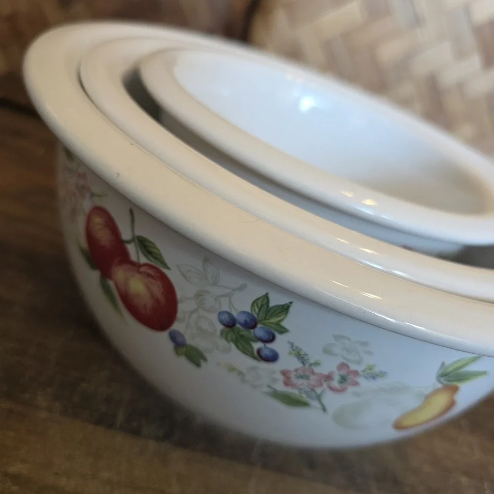 Corelle Coordinates Chutney Pattern Stoneware Serving Mixing Bowl 3 Piece‎ Set